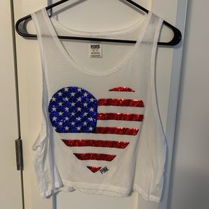 American flag sequin heart crop top